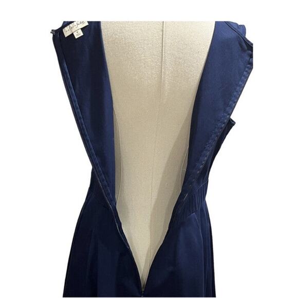 Maison Jules Womens Waist Bow Detail Fit Flare Dress Blue Office Sz 8 Sleeveless - Picture 7 of 14